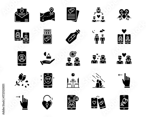 Dating App Line Vector Icons