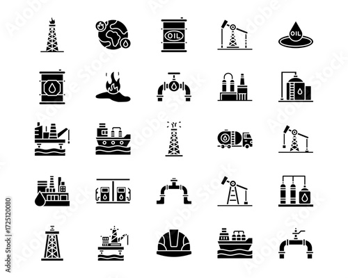 Oil And Gas Line Vector Icons