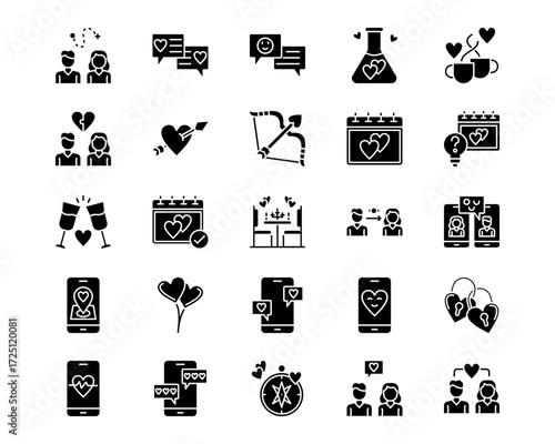 Dating App Line Vector Icons