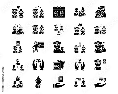 Grandparents Line Vector Icons