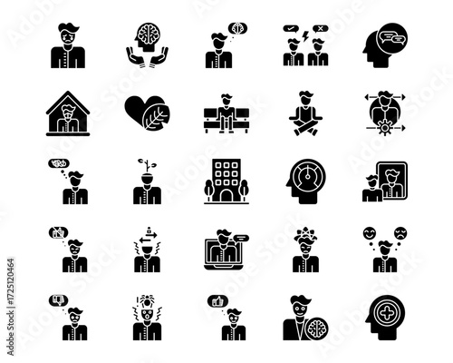 Mental Health Line Vector Icons
