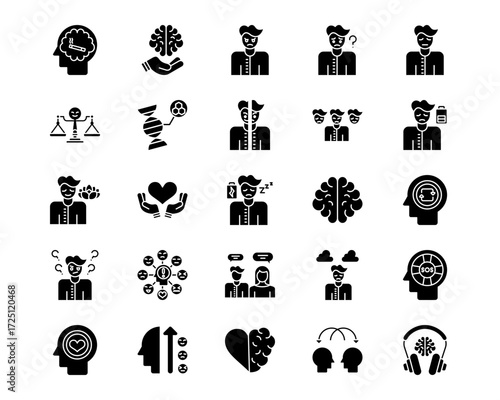 Mental Health Line Vector Icons