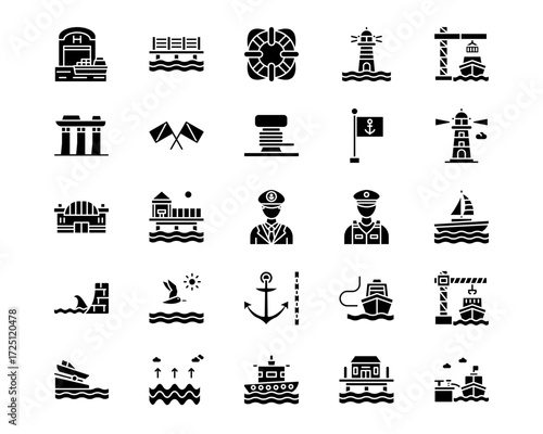 Harbour Line Vector Icons
