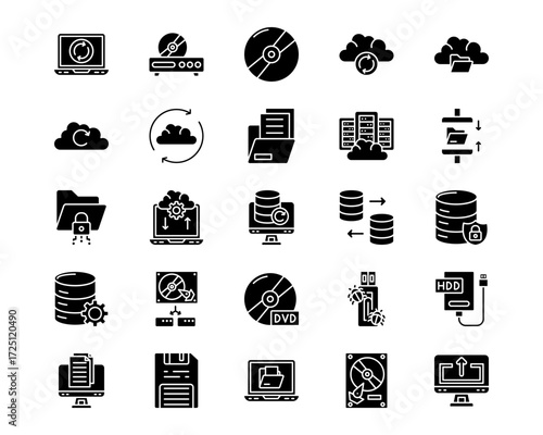 Data Storage Line Vector Icons