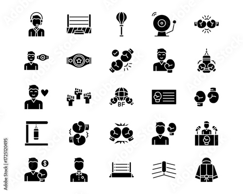 Boxing Line Vector Icons
