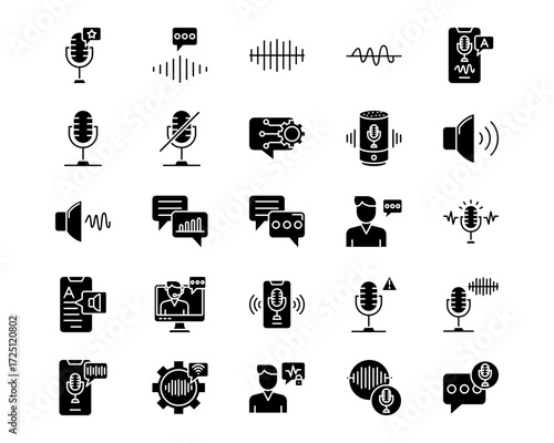Voice Recognition Line Vector Icons