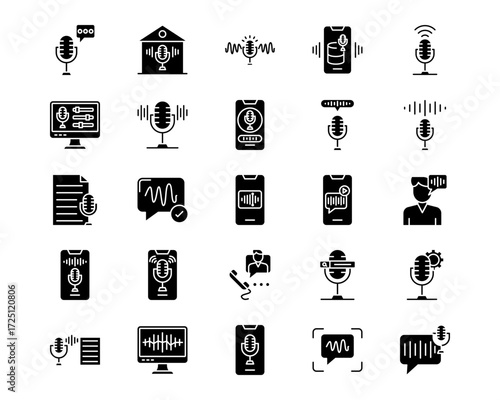 Voice Recognition Line Vector Icons
