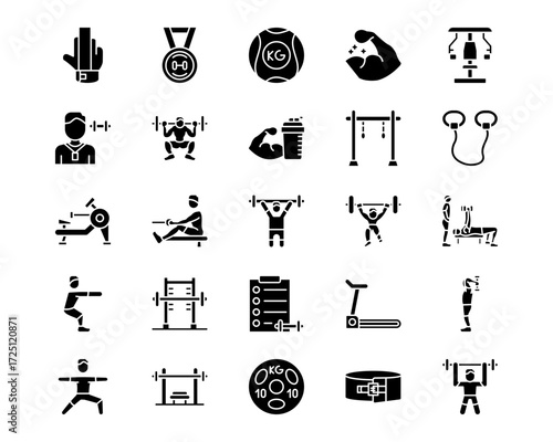 Weightlifting Line Vector Icons