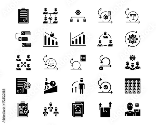 Scrum Development Line Vector Icons