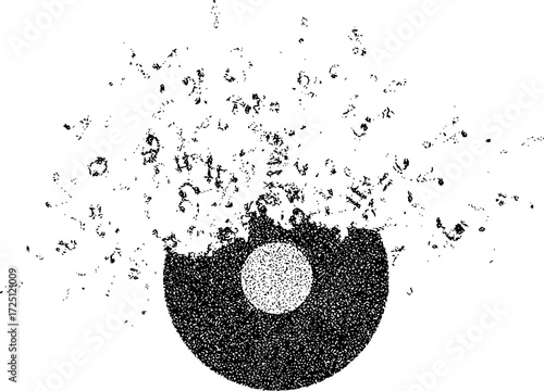 Abstract Explosion of Musical Notes and Sound Waves