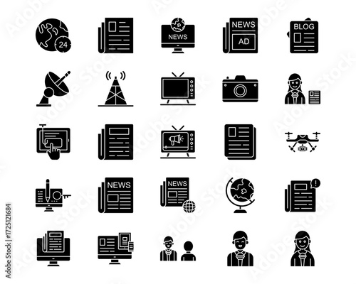 News and Media Line Vector Icons