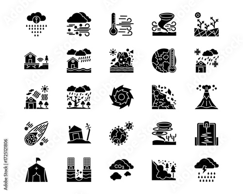 Natural Disaster Line Vector Icons