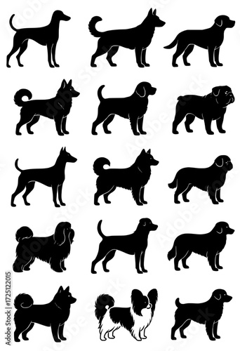 Dog icon set, silhouette version