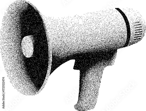 Stylized Black and White Illustration of a Megaphone