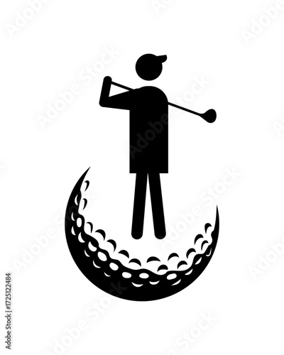 Golf Player Silhouette  Minimalist Sport Icon Design