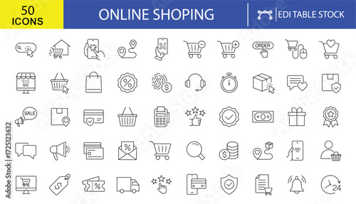 Online Shopping and E-Commerce Vector Icon Set