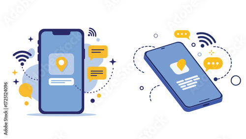 Smartphone with notification dot and chat symbols for mobile communication and connectivity