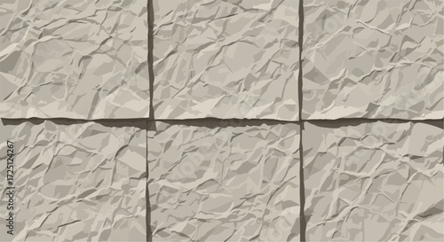 Crumpled paper background showcases crumpled sheet texture for vintage posters and collages. Old crumpled paper background displays folds, cracks, and delicate details.