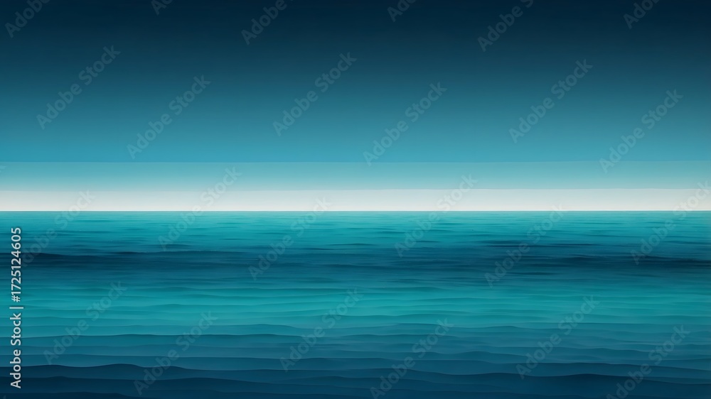 Obraz premium Minimal Ocean Horizon Gradient with Calm Blue Sea and Soft Sky Background 