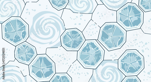 Blue ice background with geometric shapes forming a mesmerizing blue ice background. Shapes create abstract pattern in this beautiful ice background.