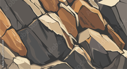 Illustration of rock texture as stone background, showcasing rocky surface in shades of gray, brown, and beige. Rock texture enhances rocky surface appeal,