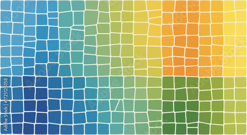 Abstract colored tiles create visual interest. This abstract pattern features colored mosaics in a variety of shades. Abstract colored tiles are suitable for use as design elements, website elements,