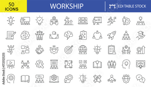 Workshop Tools and Equipment Vector Icon Set