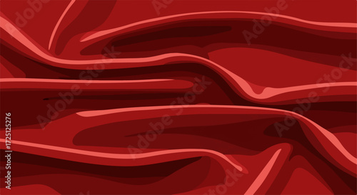 Abstract Red background with smooth draped fabric creates gentle folds, ideal for presentations. Abstract Red backdrop showcases rippled fabric with rich color,