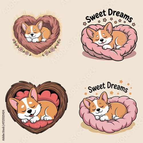 Sleeping corgi puppies in cozy beds puppy cute