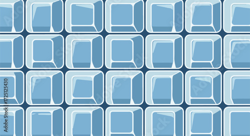 Ice cube pattern with frozen water in blue shades creating cool seamless design, repeating refreshing pattern. Clean ice cube pattern offers icy freshness and icy aesthetic.