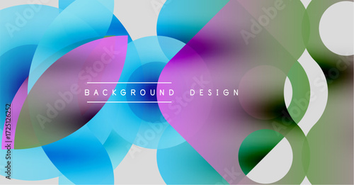 Abstract colorful circles overlap. Gradient hues create modern background design. Smooth transitions, vibrant visuals.