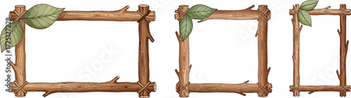 Rustic wooden frames adorned with fresh leaves evoke nature's charm perfect for invitations, announcements, or heartfelt messages adding organic appeal