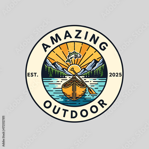 Adventure Awaits Canoeing Through Amazing Outdoors in the Mountains at Sunrise