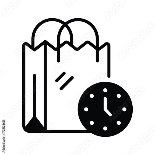 Shopping time icon, scheduled shopping and ecommerce purchases