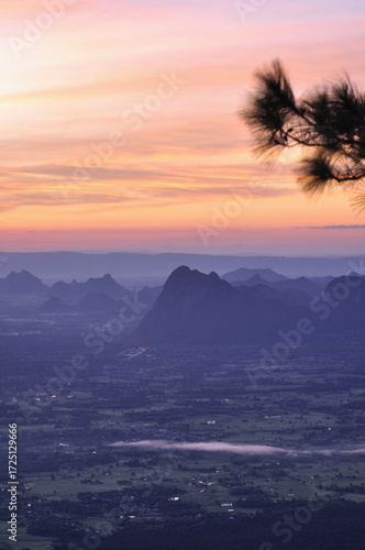 Nok Aen Cliff tourist wait for sunrise at Phu Kradueng National Park, Loei, Thailand.