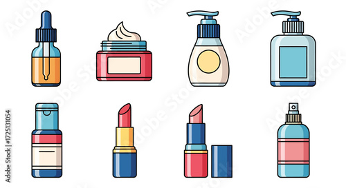 Skincare Cosmetic Collection Vector Illustration for Beauty and Personal Care Products