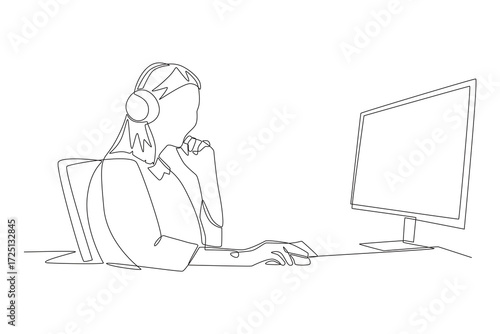 Female led game design studio concept one-line drawing