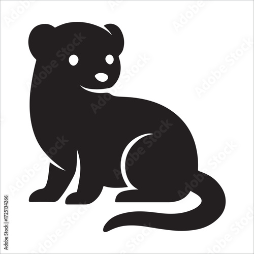 mongoose silhouette vector on white background Charming, Black and White Vector Illustration, Friendly Mascot Design.