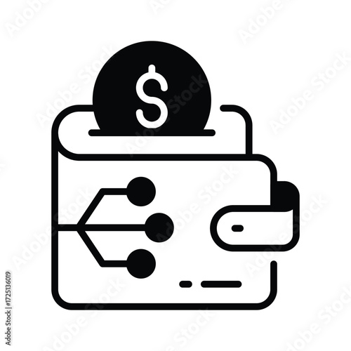 Digital wallet icon representing money storage, finance, and ecommerce shopping