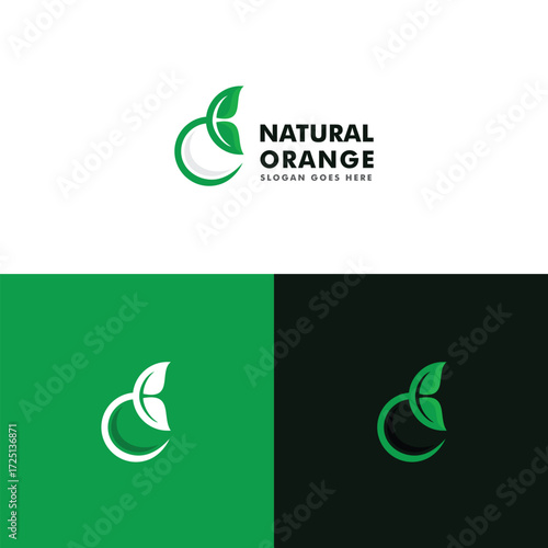 PrintFruit and natural leaf logo design vector illustration, Letter C icon symbol