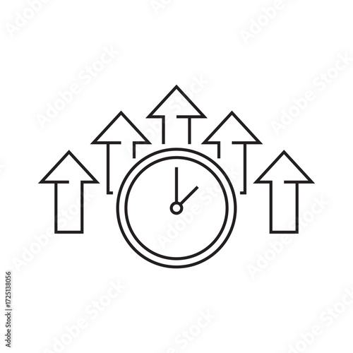overtime line icon, long working hours
