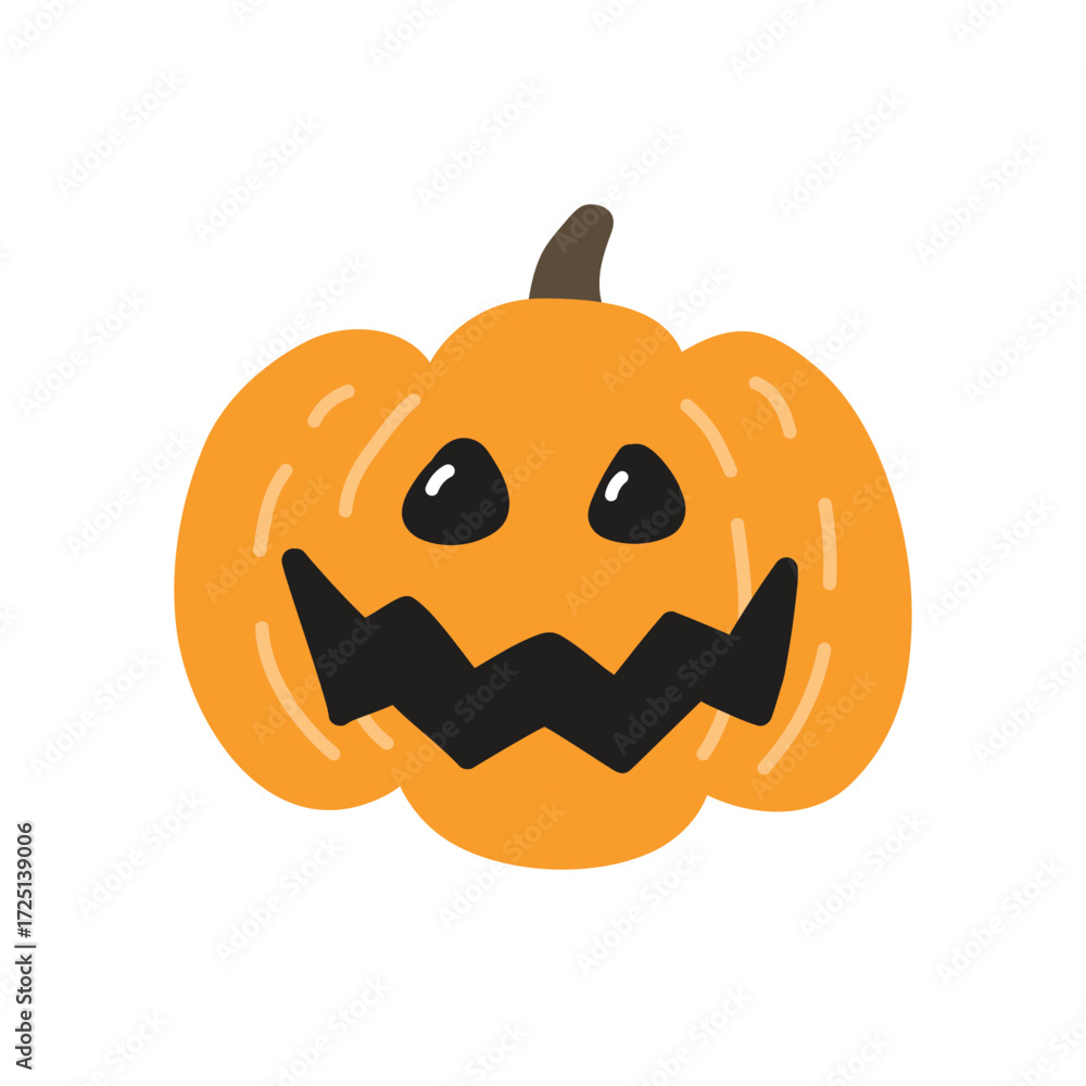 Fototapeta premium Cute Halloween pumpkin lantern. Icon. Vector illustration
