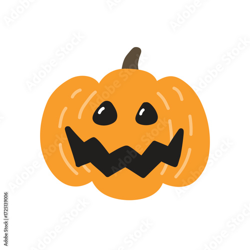Cute Halloween pumpkin lantern. Icon. Vector illustration