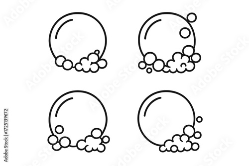 Bubbles forming and bursting in a playful arrangement displayed in four sequential frames