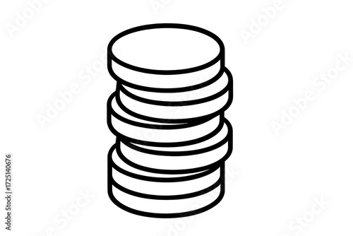 Stack of round, flat coins on a plain background representing currency and value in finance