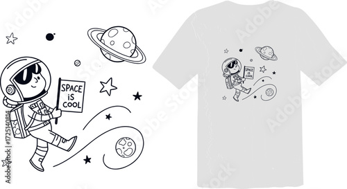  Space is Cool Astronaut Floating T-shirt Graphic