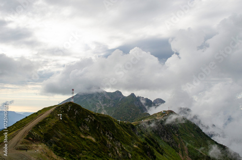 The beautiful summer mountain view of the Krasnaya Polyana resort Sochi Russia