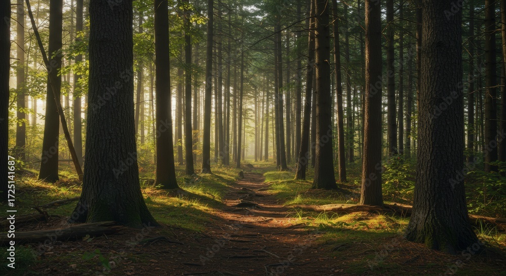 Obraz premium Forest path sunlight