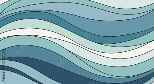 Abstract wavy background with blue shades evokes tranquility. Serene shades of blue in abstract wavy background create peaceful feeling. Use abstract wavy background to inspire calm in web design,
