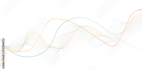 Abstract flowing wave lines in gradient colors of soft blue and golden yellow on a white background,
smooth curves creating a sense of motion and harmony, minimalistic modern design,
elegant and airy,
